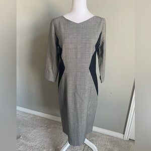 Pendleton Gray Plaid Wool Dress with Black Panels